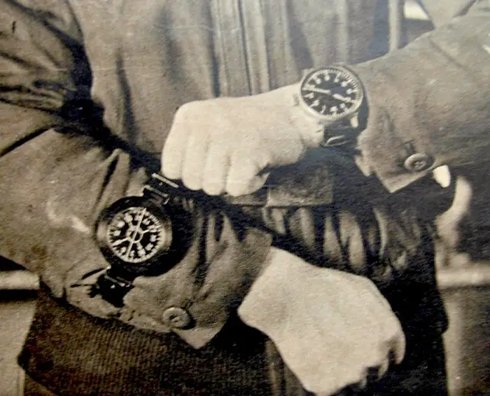WW1 pilot wearing watch on left hand right wrist
